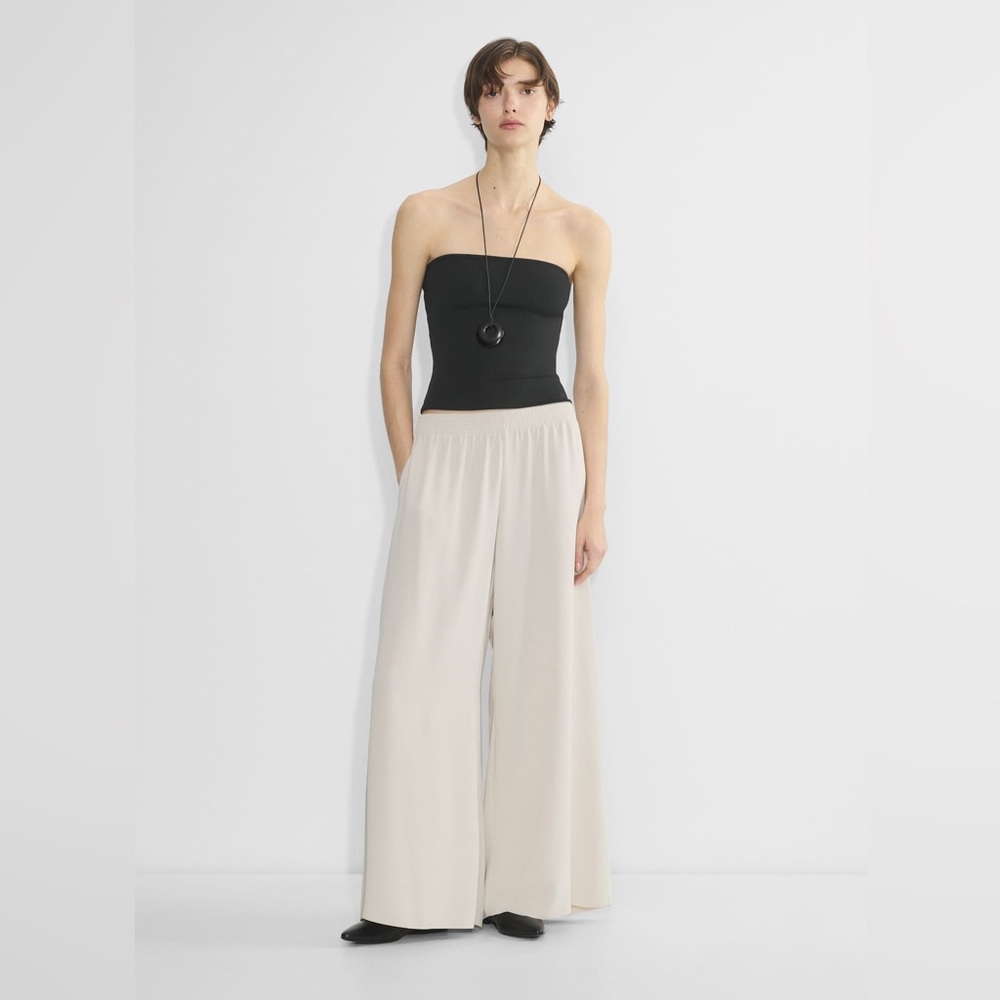 Aritzia Parker Palazzo Babaton Cream Wide-Leg Pants